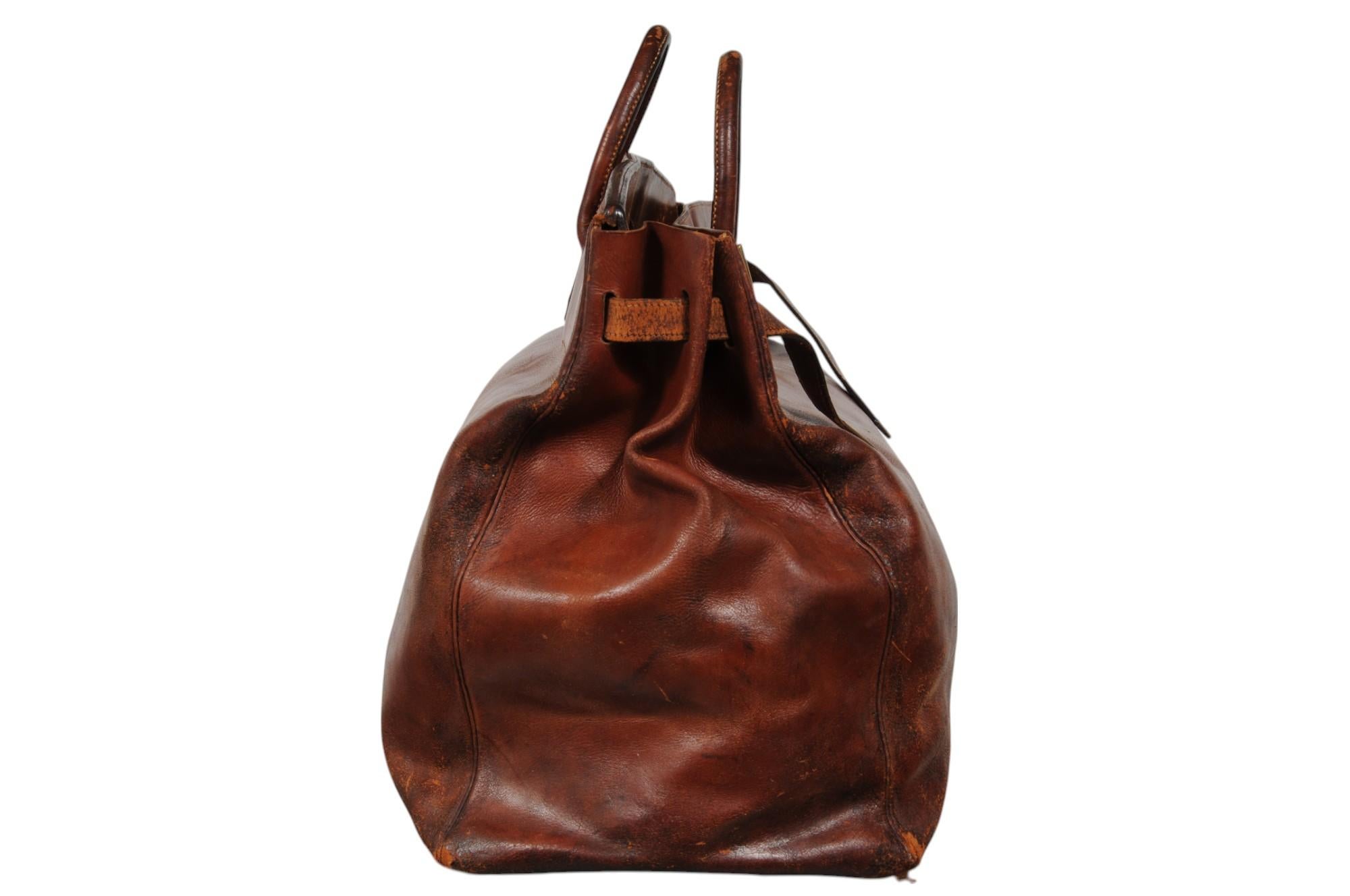 Hermes Vintage 1950's Haut à Courroies Hac 55 Birkin Natural Travel Duffle Bag Unisexe en vente