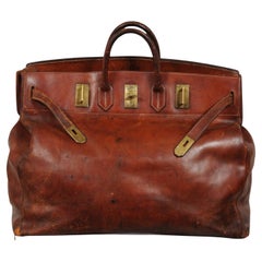 Hermes Vintage 1950's Haut à Courroies Hac 55 Birkin Natural Travel Duffle Bag