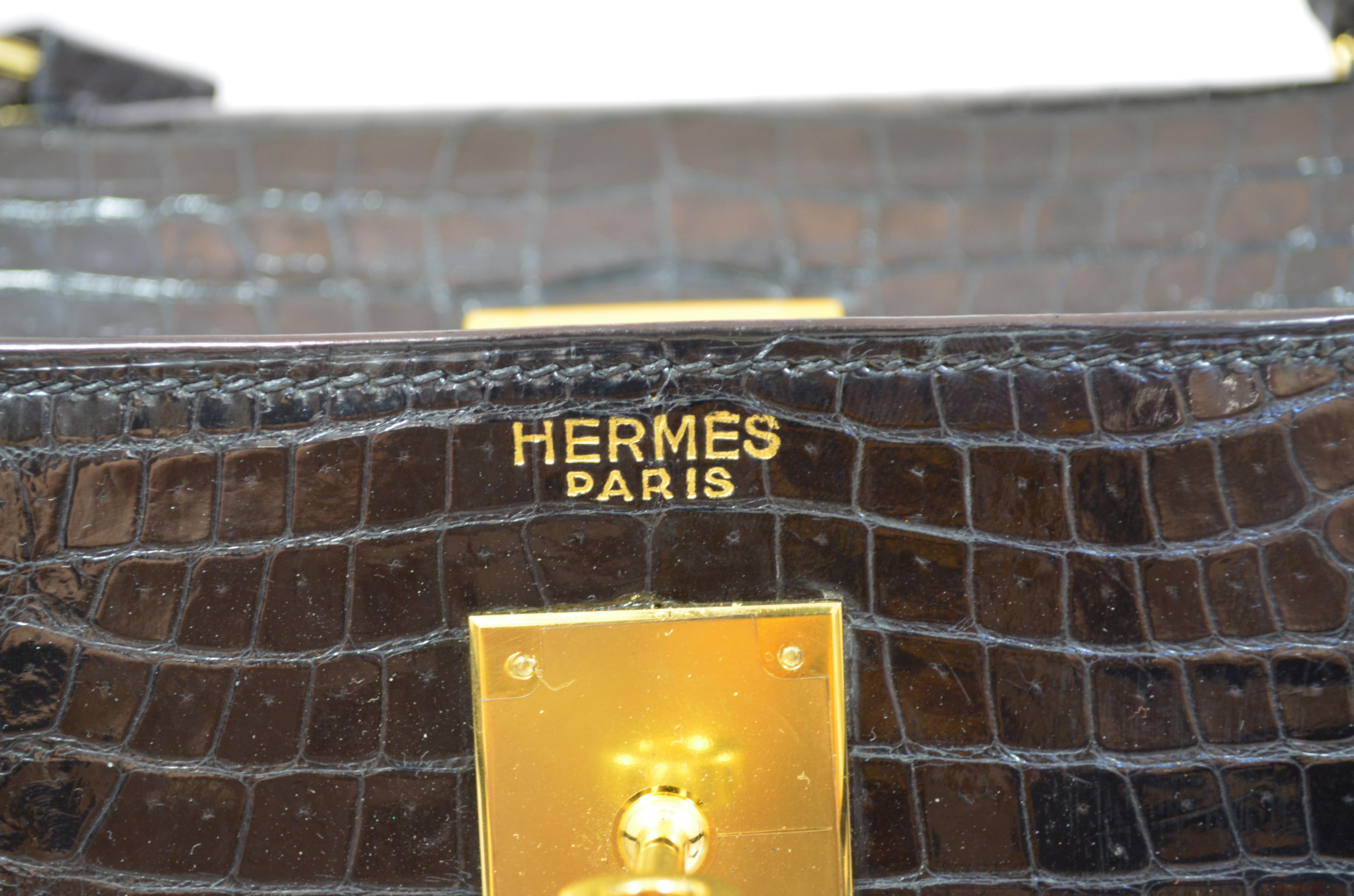 Hermès Vintage 1959 Black Crocodile Kelly Bag 32cm 4
