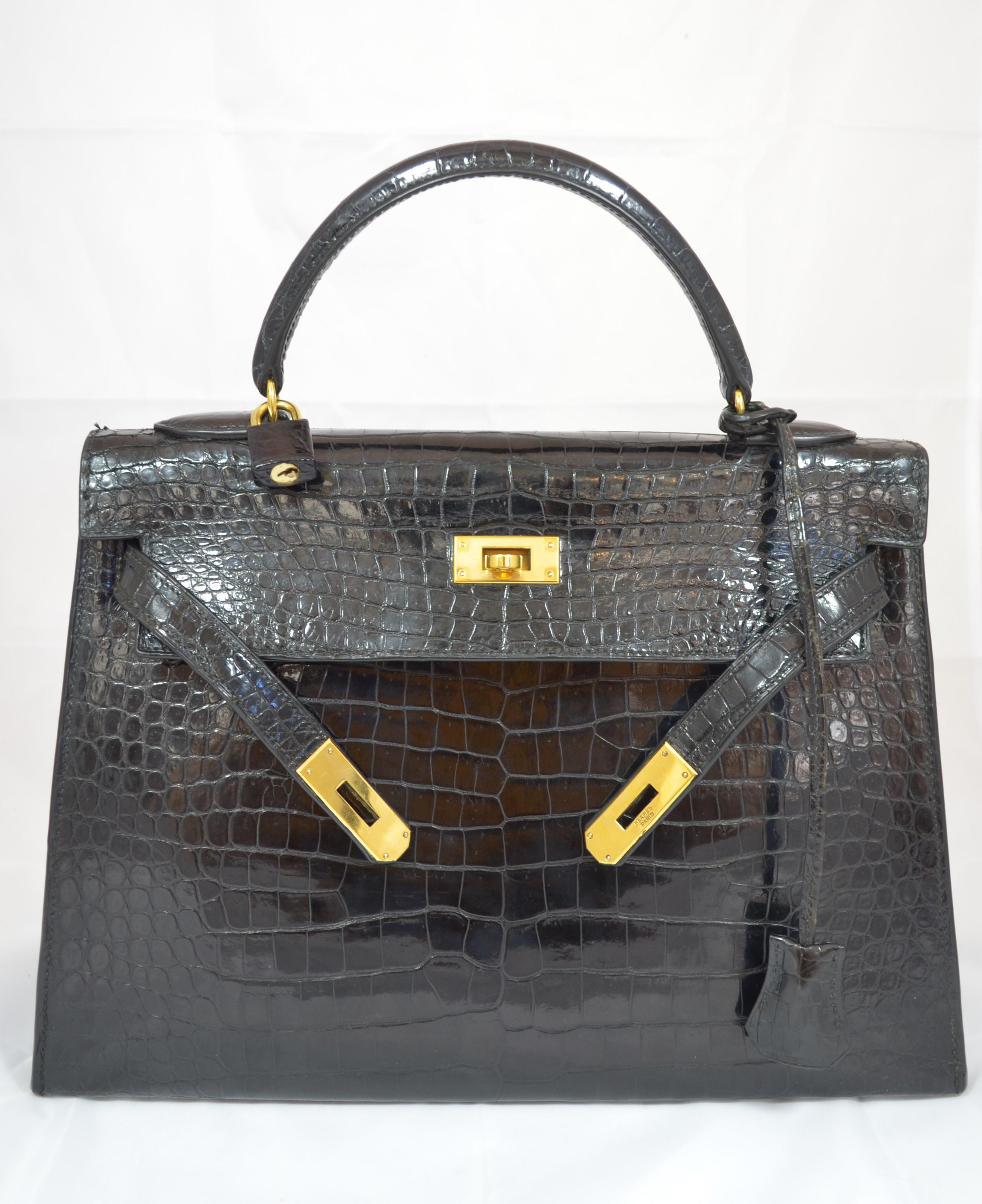 sac hermès crocodile vintage