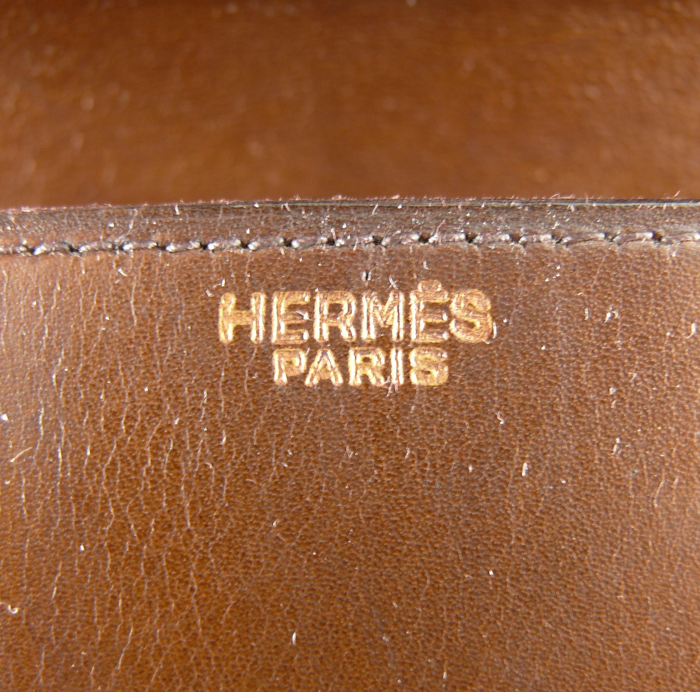 Hermes Vintage 1962 Brown Box Leather 27cm Drag Bag 5