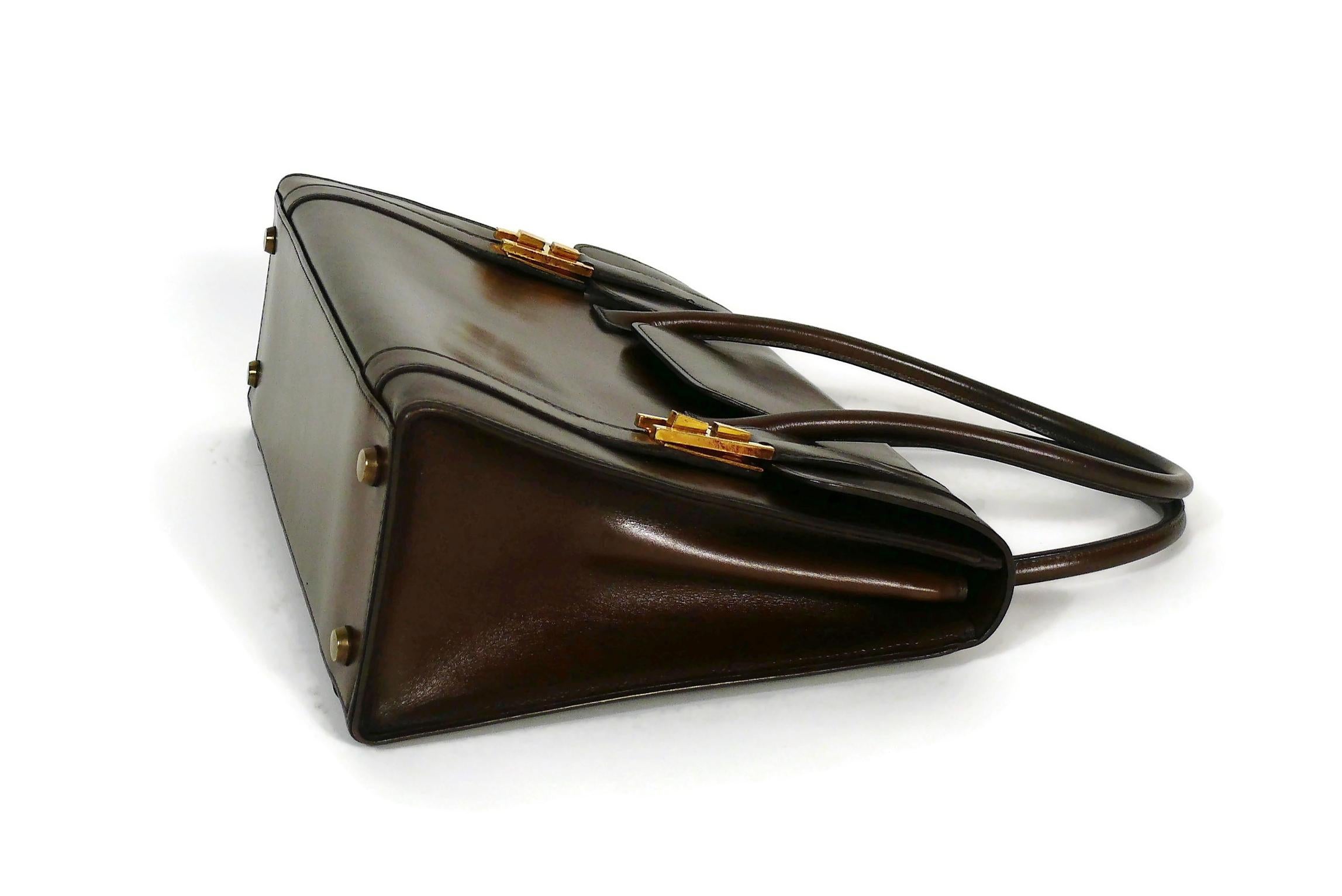 Women's Hermes Vintage 1962 Brown Box Leather 27cm Drag Bag