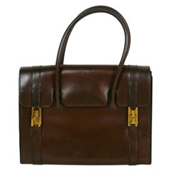 Hermes Vintage 1962 Braune Box Leder 27cm Drag Bag