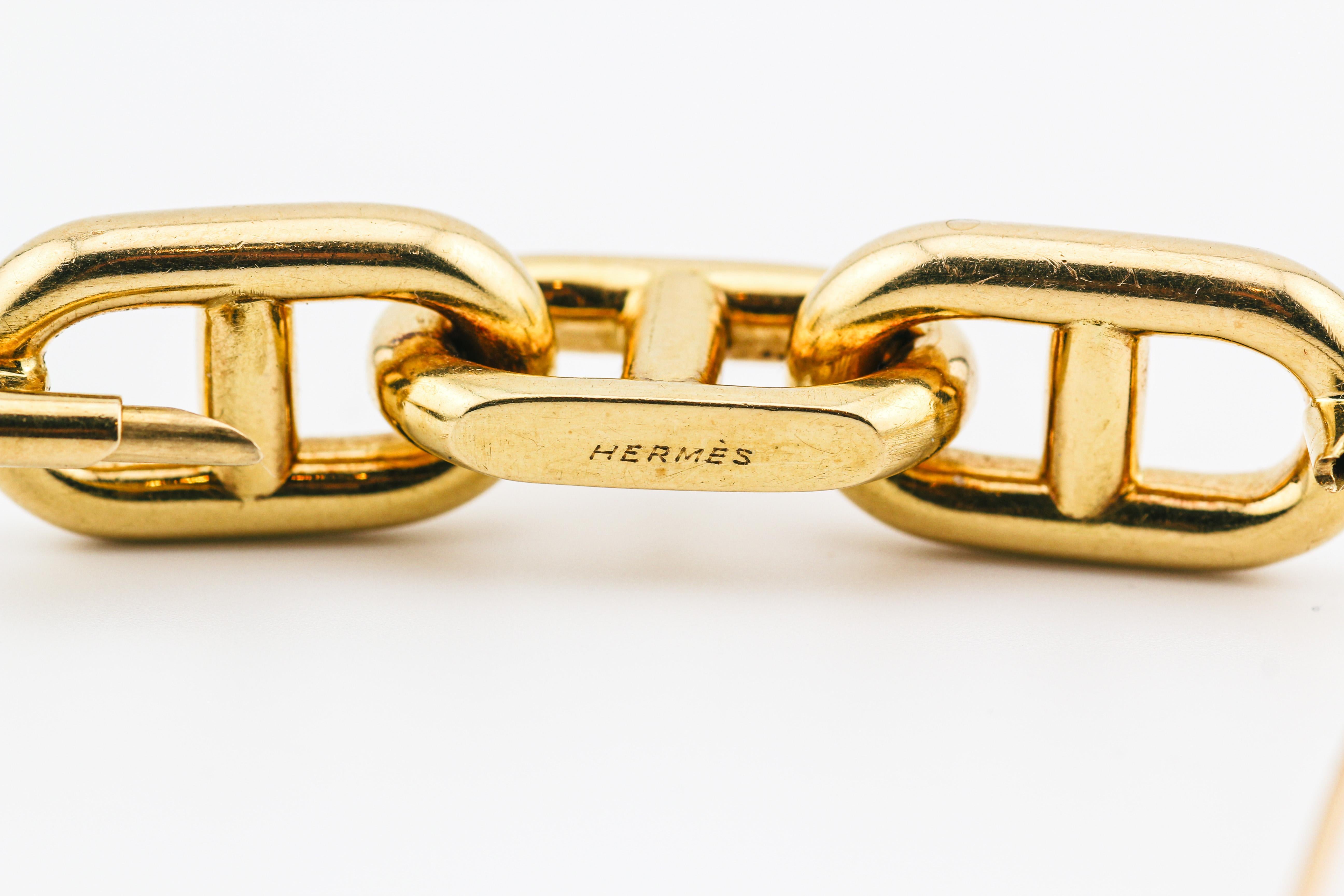 Hermes Vintage 1970s Chaine D'Ancre 18k Gold Brooch For Sale 3