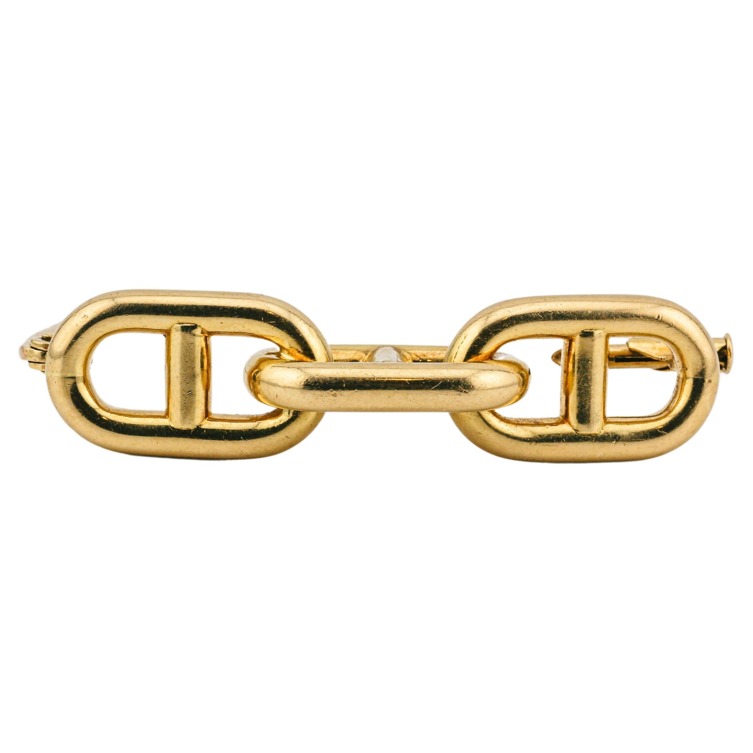 Hermes Vintage 1970s Chaine D'Ancre 18k Gold Brooch For Sale