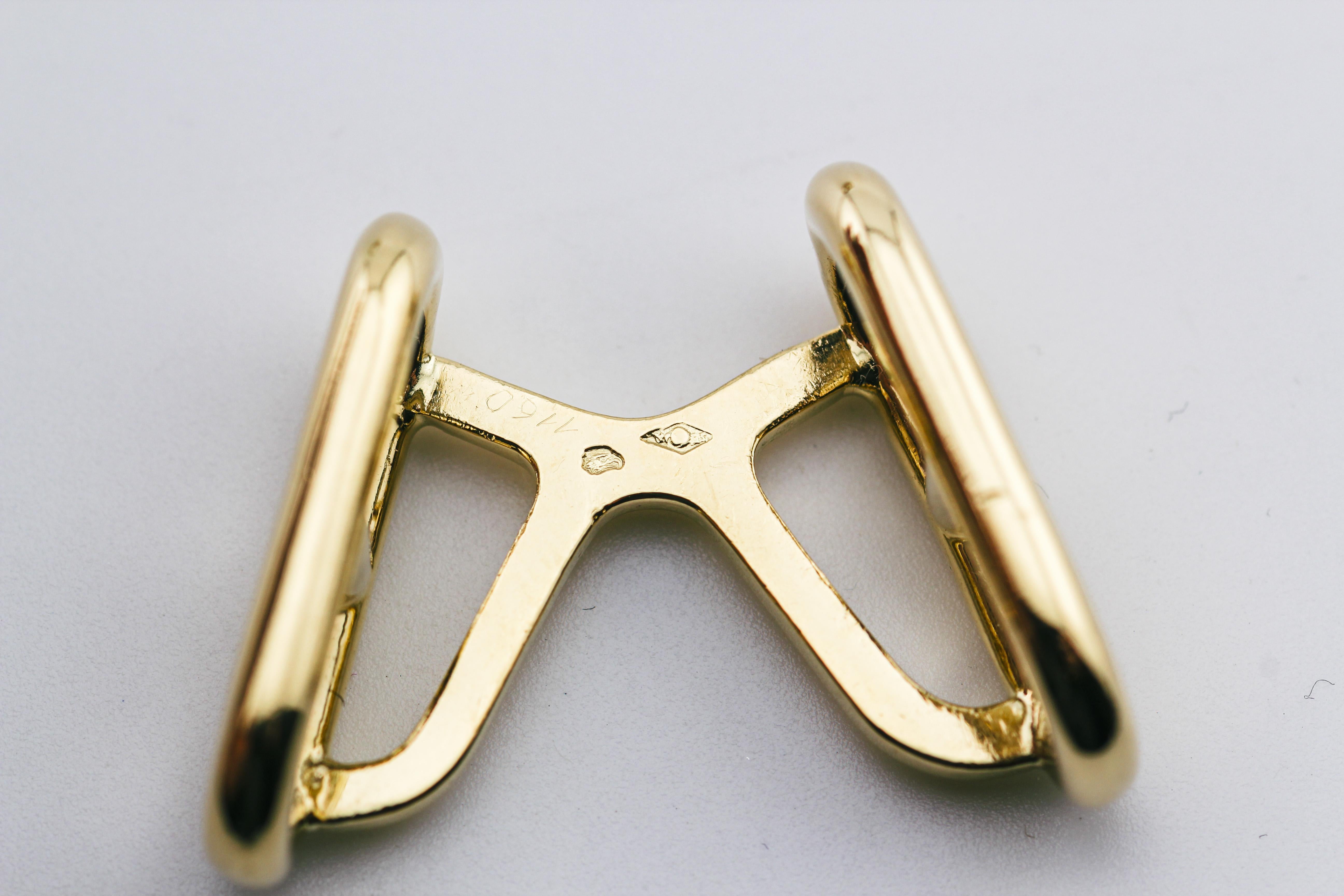 Men's Hermes Vintage 1970s Chaine D'Ancre 18k Gold Cufflinks For Sale