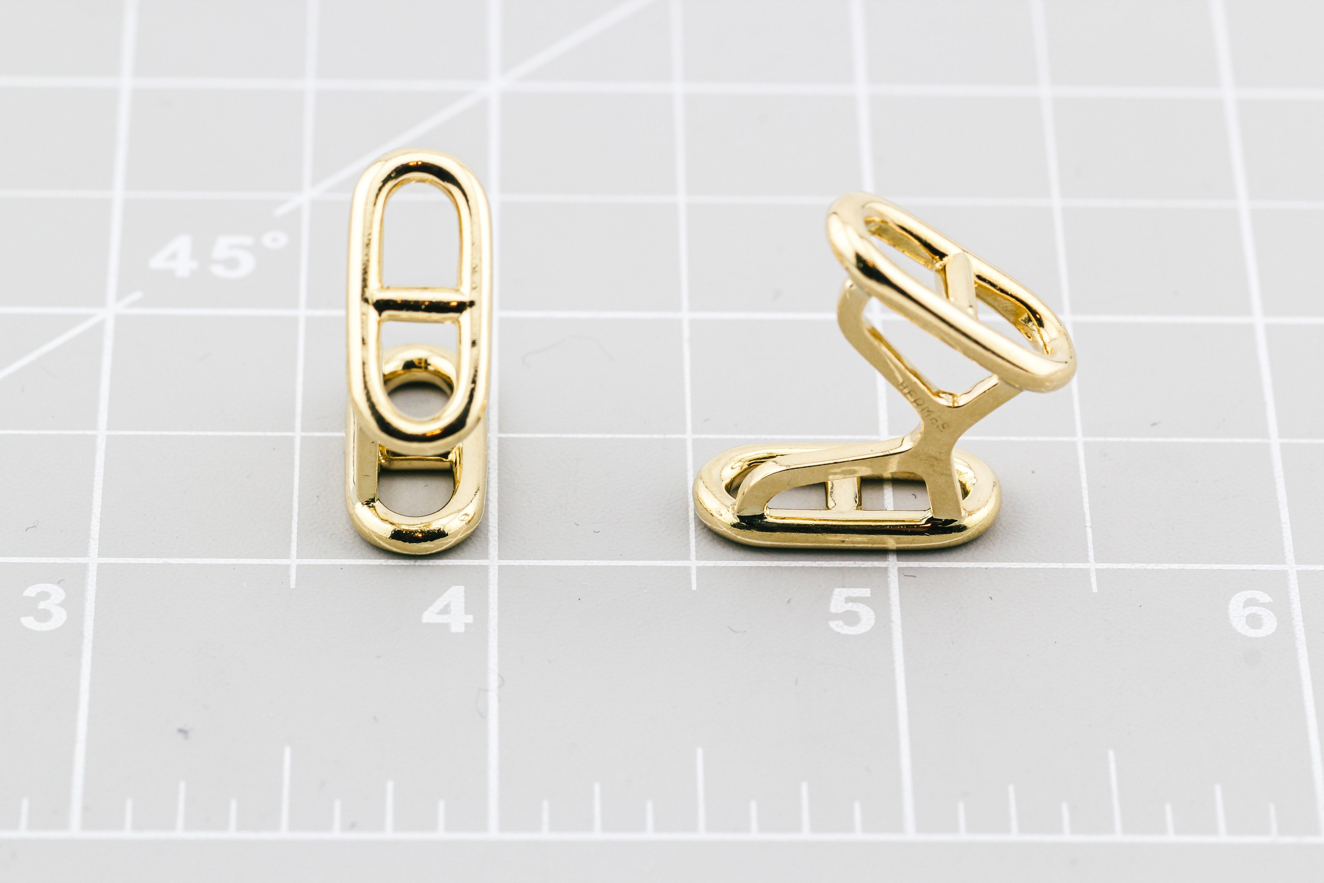 Hermes Vintage 1970s Chaine D'Ancre 18k Gold Cufflinks For Sale 4