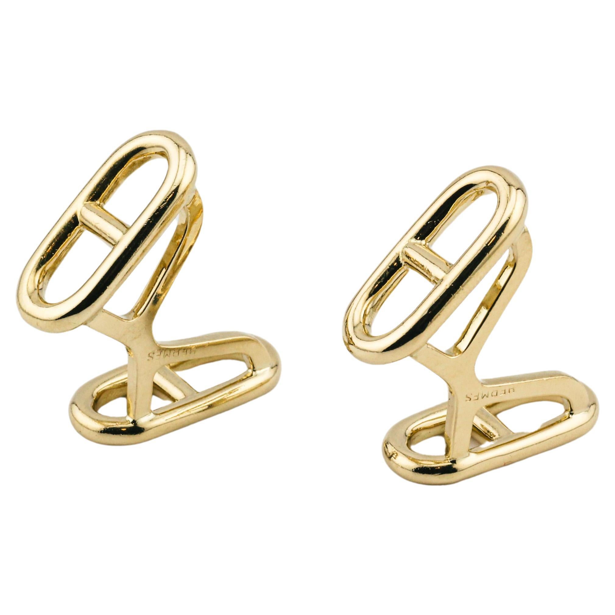Hermes Vintage 1970s Chaine D'Ancre 18k Gold Cufflinks