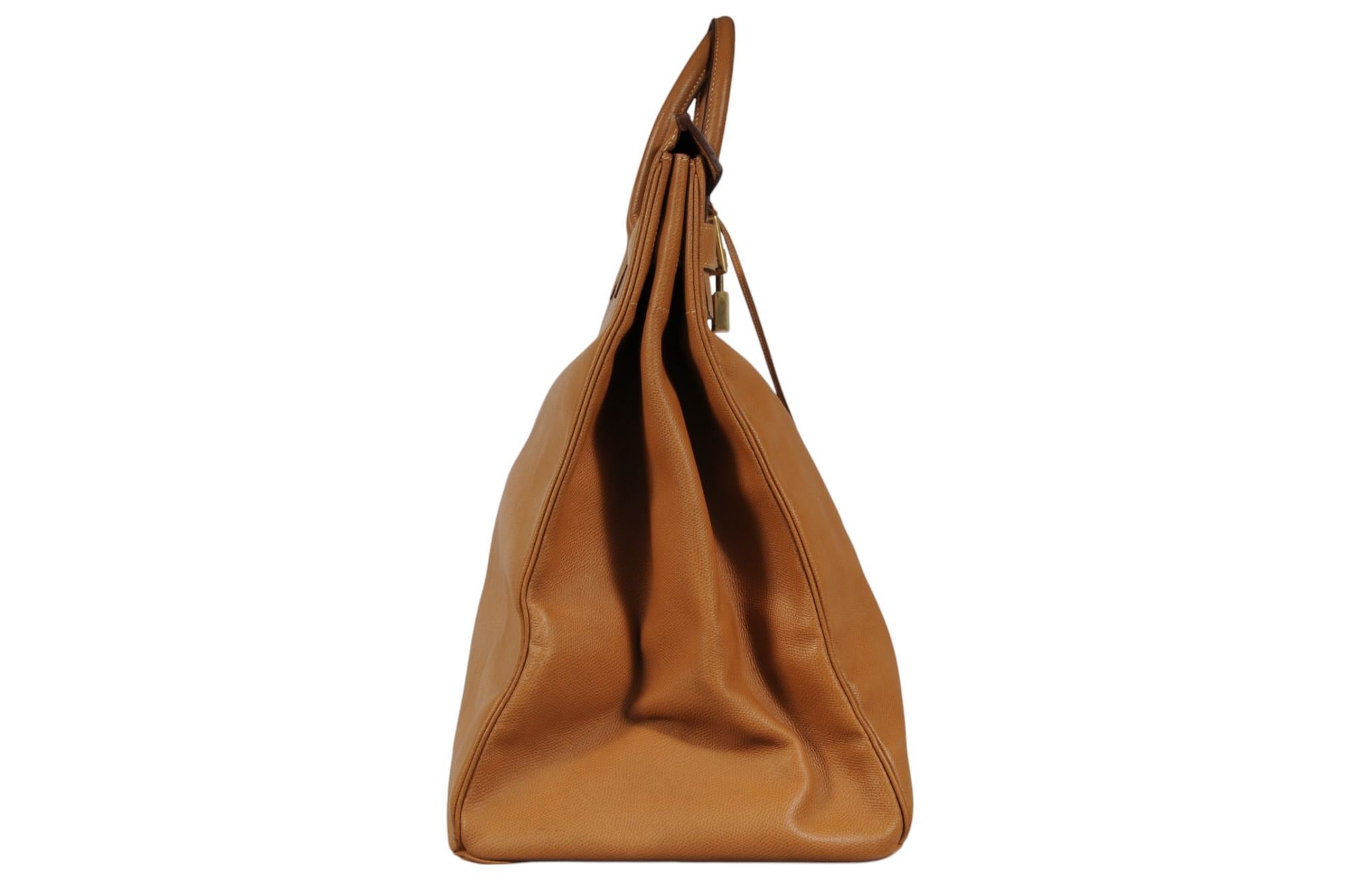 Hermes 1980's Haut à Courroies Hac 55 Birkin Veau Courchevel Travel Duffle Bag For Sale 1