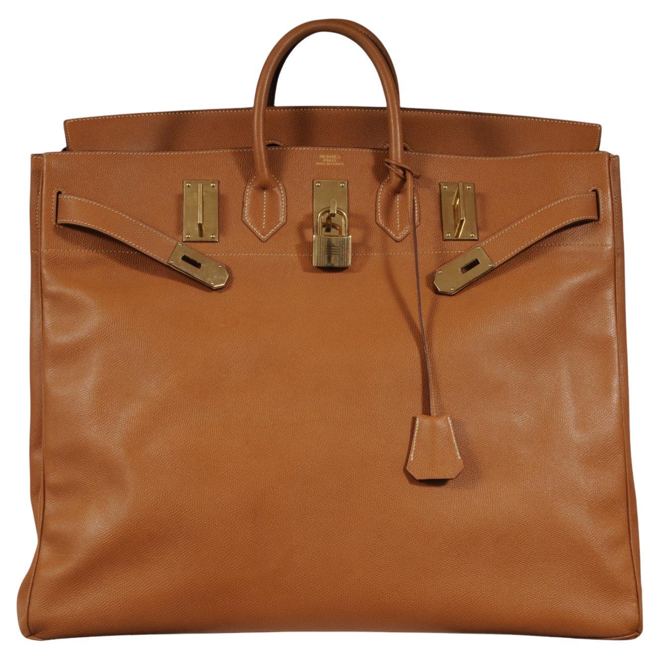 Hermes 1980's Haut à Courroies Hac 55 Birkin Veau Courchevel Travel Duffle Bag For Sale