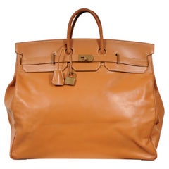 Hermes Vintage 1980s Haut a Courroies Hac 55 Naturel Vache Hunter Gold Hardware
