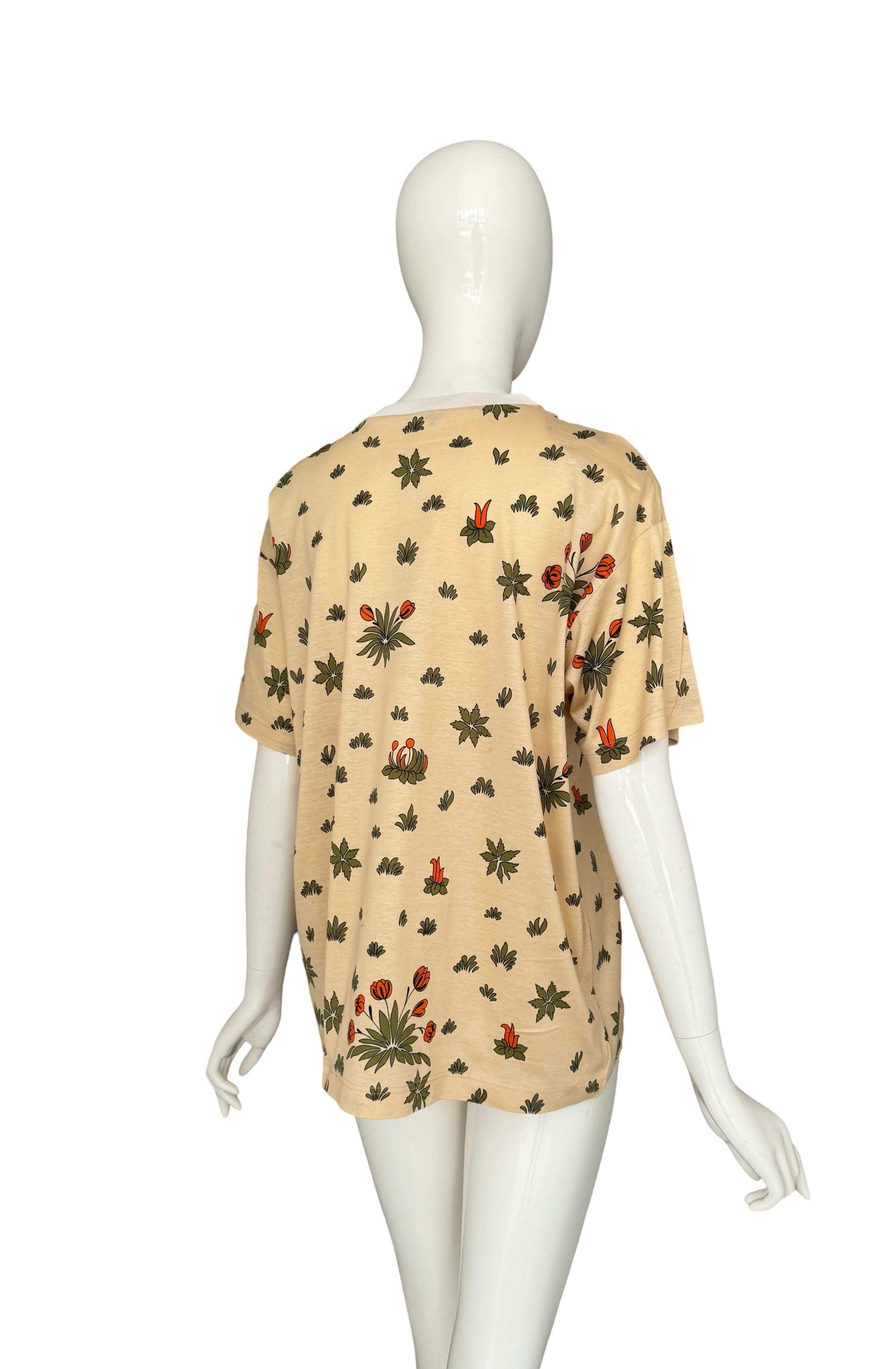 Hermes Vintage 1980s Les leopards by Christiane Vauzelles Print Cotton T-Shirt 1