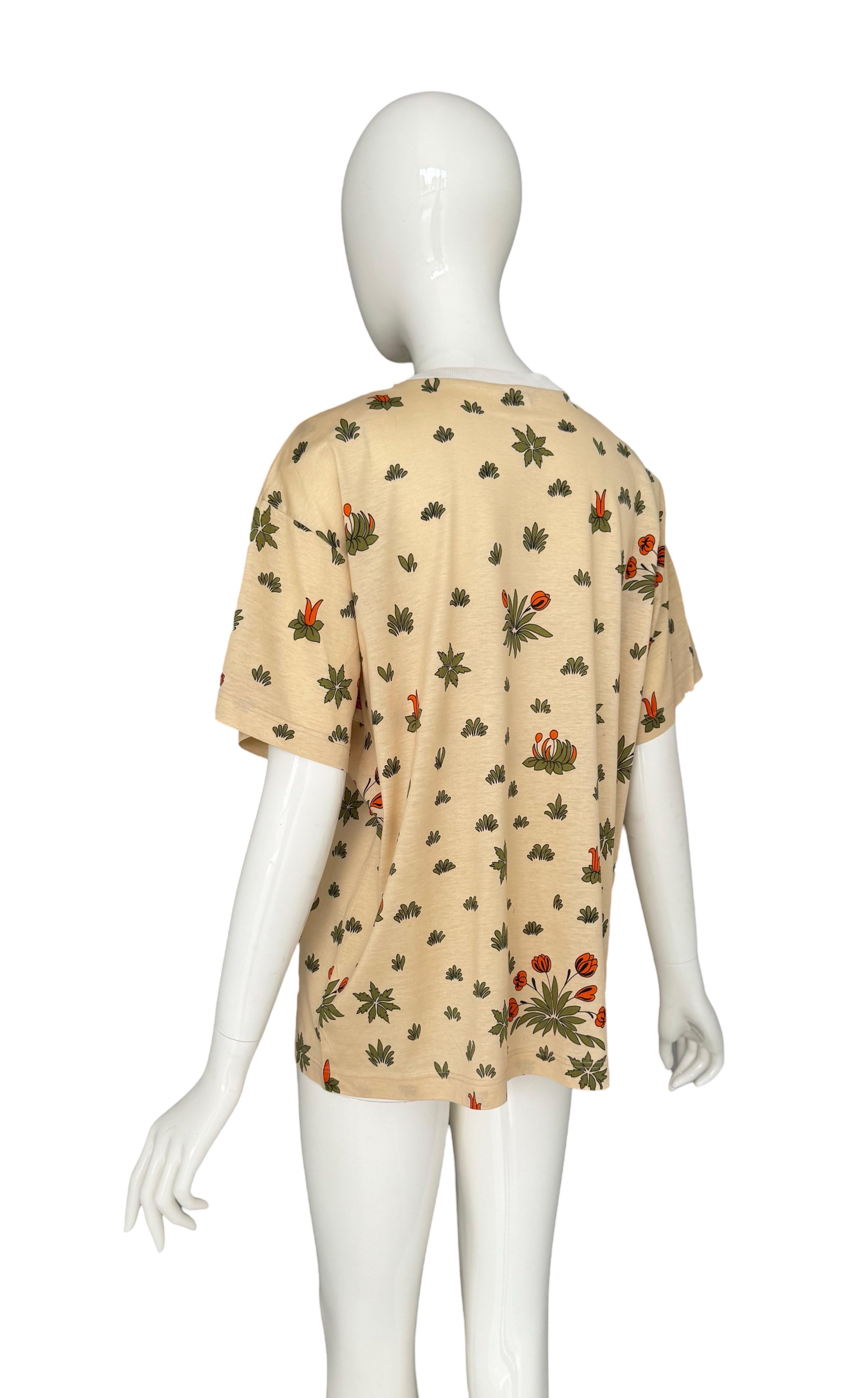 Hermes Vintage 1980s Les leopards by Christiane Vauzelles Print Cotton T-Shirt 4