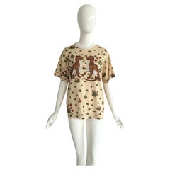 Hermes Vintage 1980s Les leopards by Christiane Vauzelles Print Cotton T-Shirt