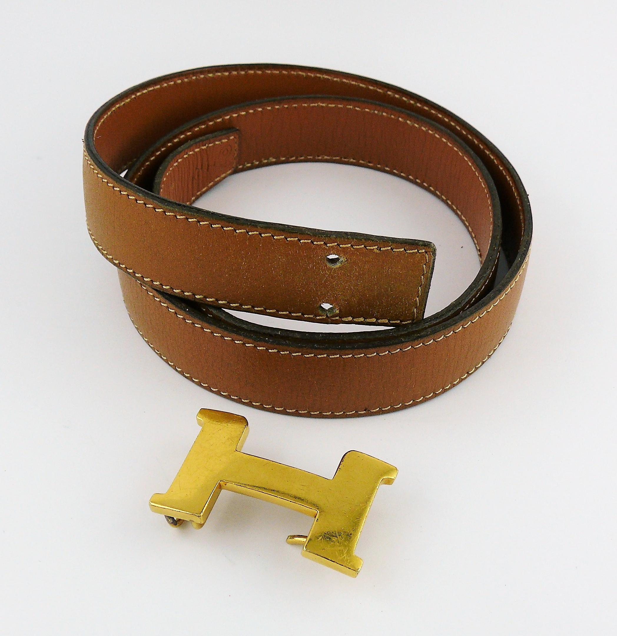 Hermes Vintage 1985 Brown Constance Belt with Gold Toned Buckle In Good Condition In Nice, FR