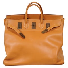 Hermes Vintage 1990's Haut à Courroies Hac 50 Birkin Vache Natural ravel Duffle