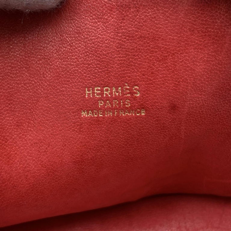 Authentic Hermes Vintage 1992 Red Leather Bolide 35 Satchel Bag