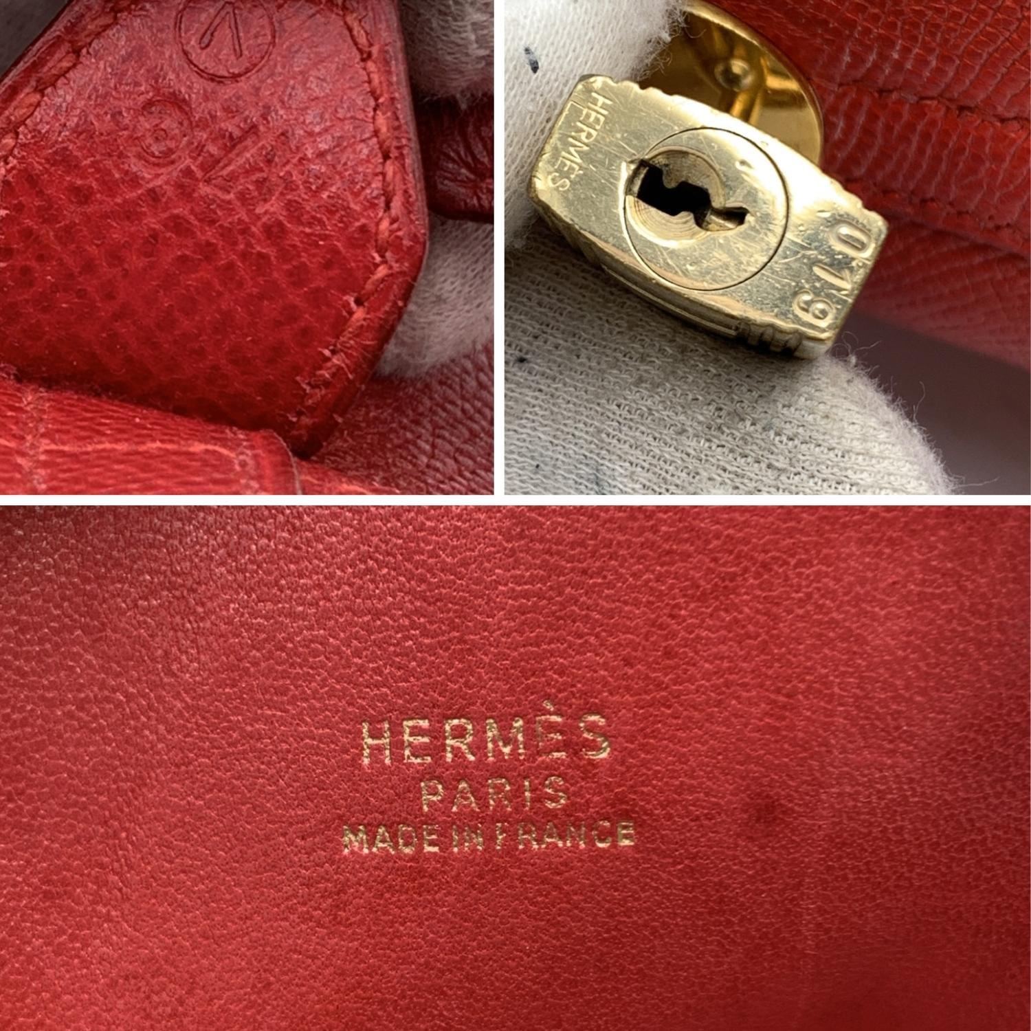 Women's Hermes Vintage 1992 Red Leather Bolide 35 Satchel Bag with Strap