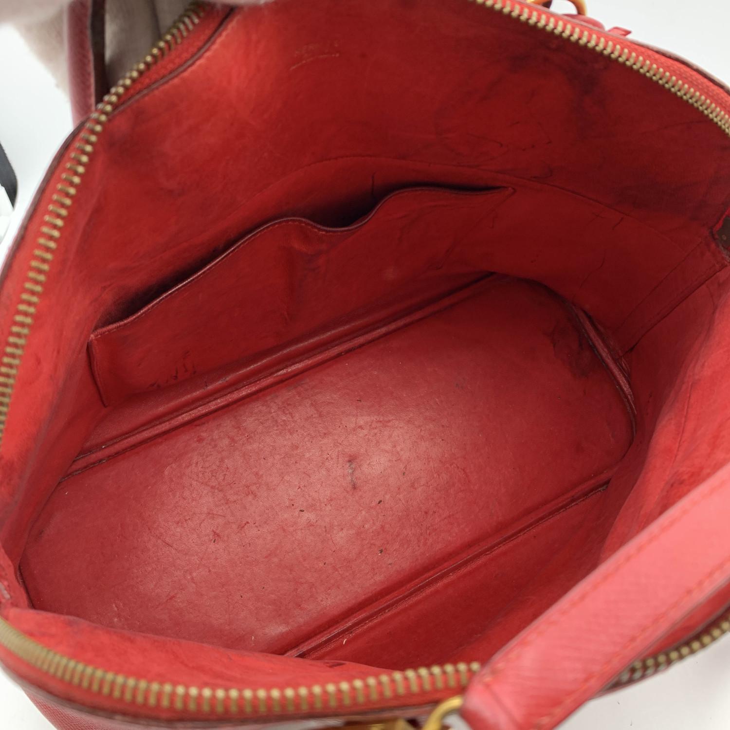 Hermes Vintage 1992 Red Leather Bolide 35 Satchel Bag with Strap For Sale 1
