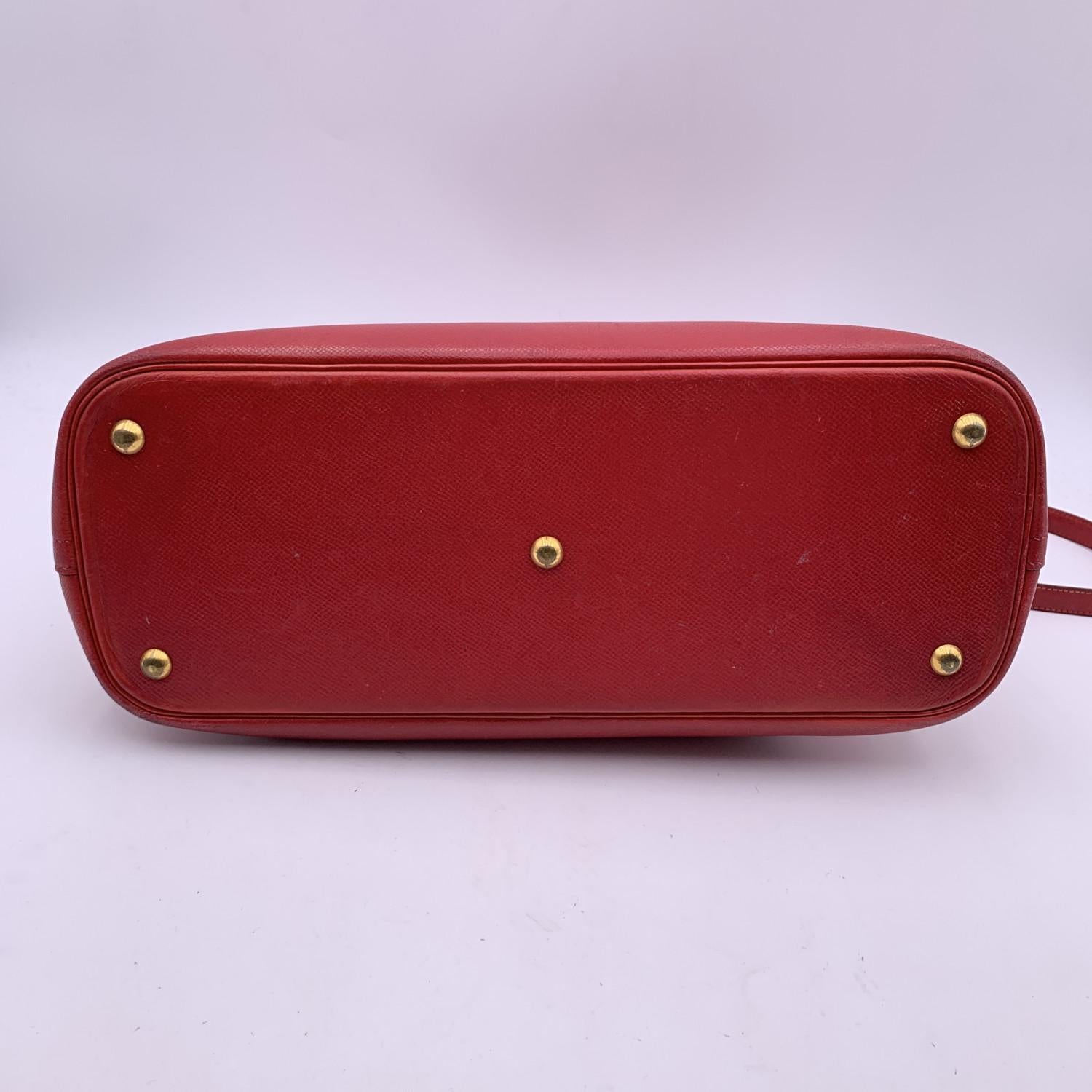 Hermes Vintage 1992 Red Leather Bolide 35 Satchel Bag with Strap 3