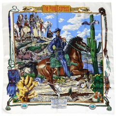 Hermes Vintage 1993 The Pony Express Silk Twill Carré Scarf by Kermit Oliver