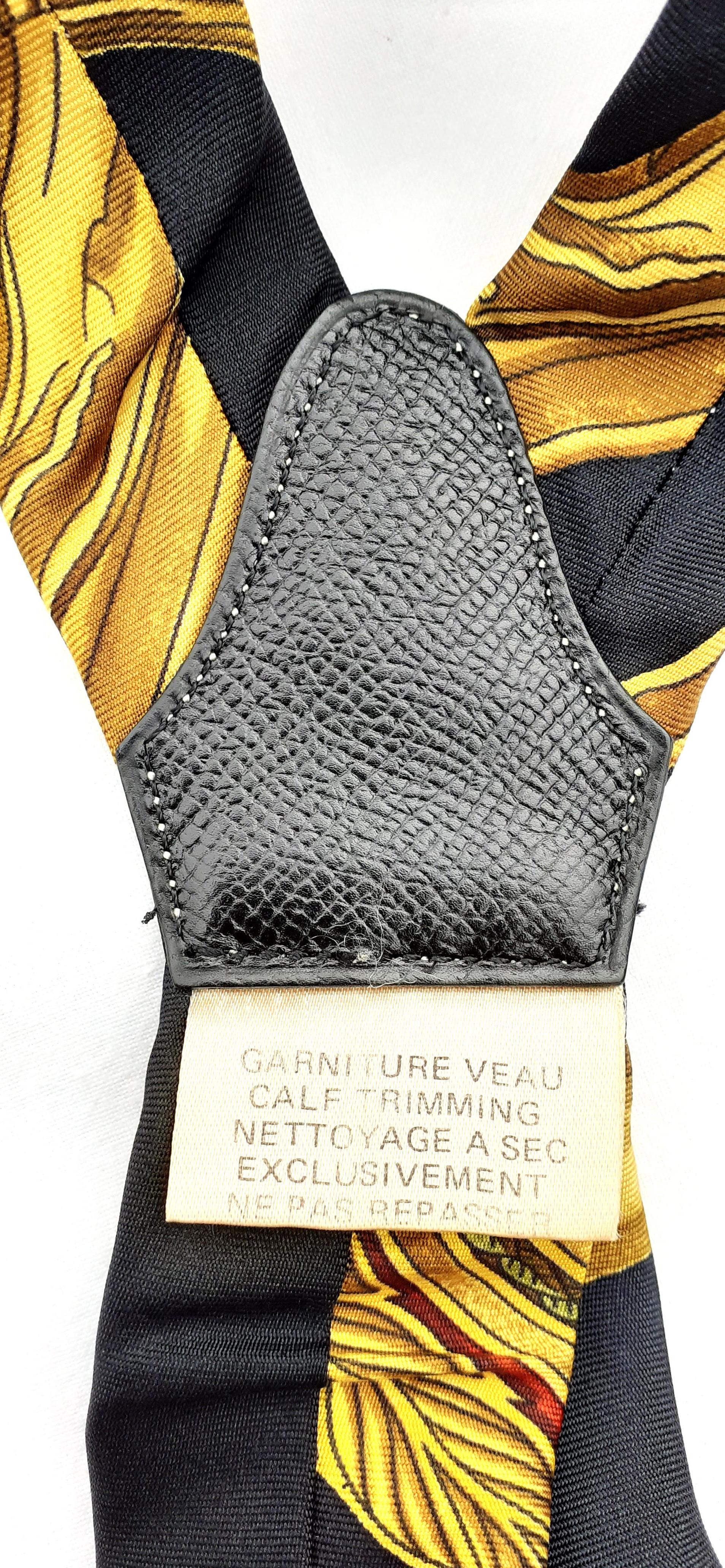 Hermès Vintage Adjustable Suspenders Silk and Leather Rare 4