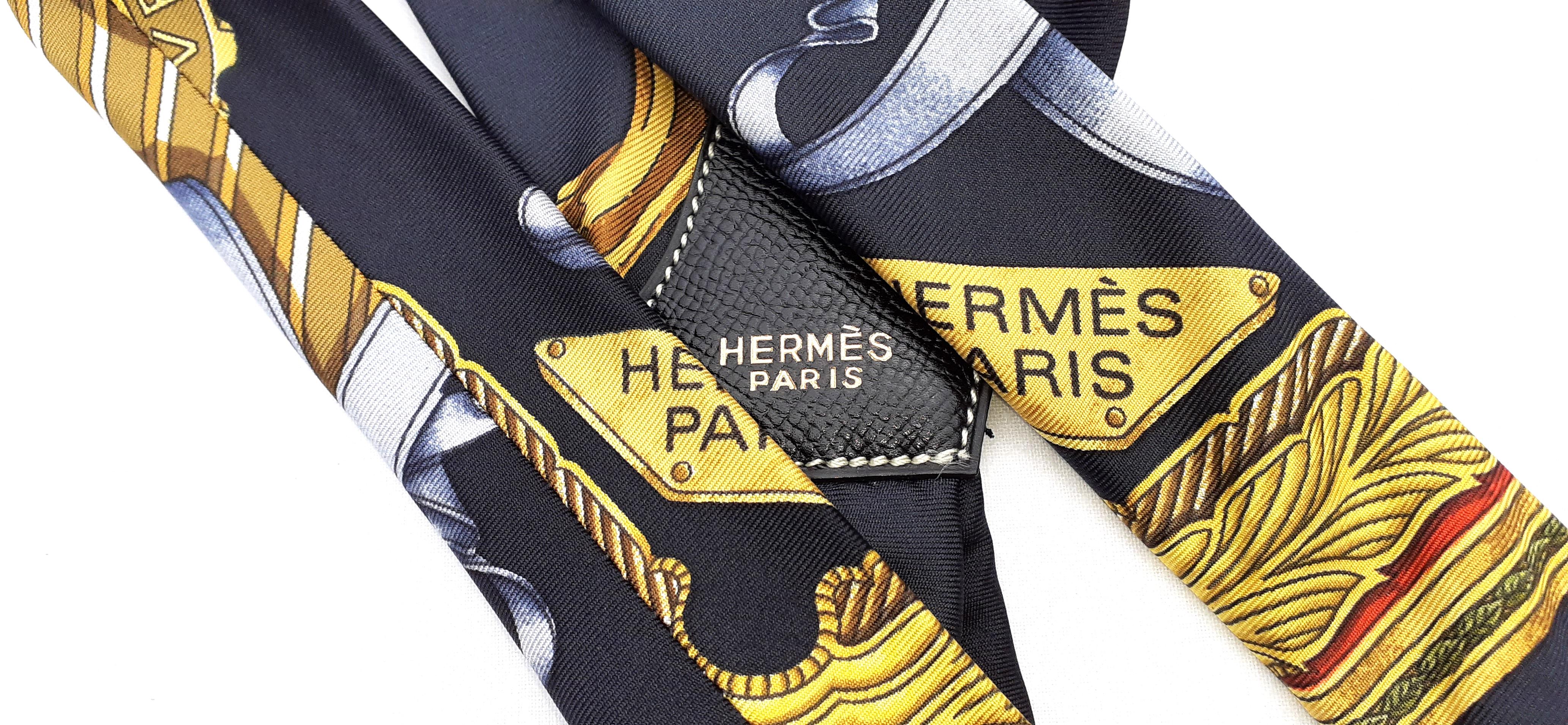 Hermès Vintage Adjustable Suspenders Silk and Leather Rare 2