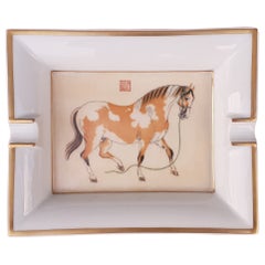 Hermès Vintage Ashtray Change Tray Asiatic Horse Porcelain RARE