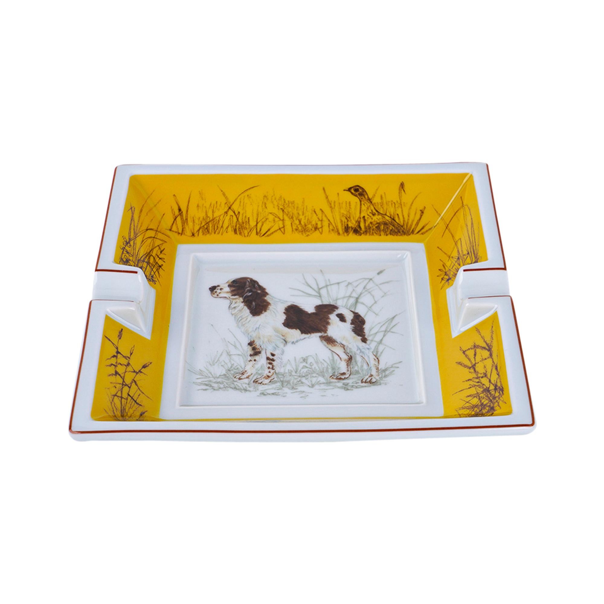Hermes Vintage Ashtray English Springer Spaniel Limoges Porcelain