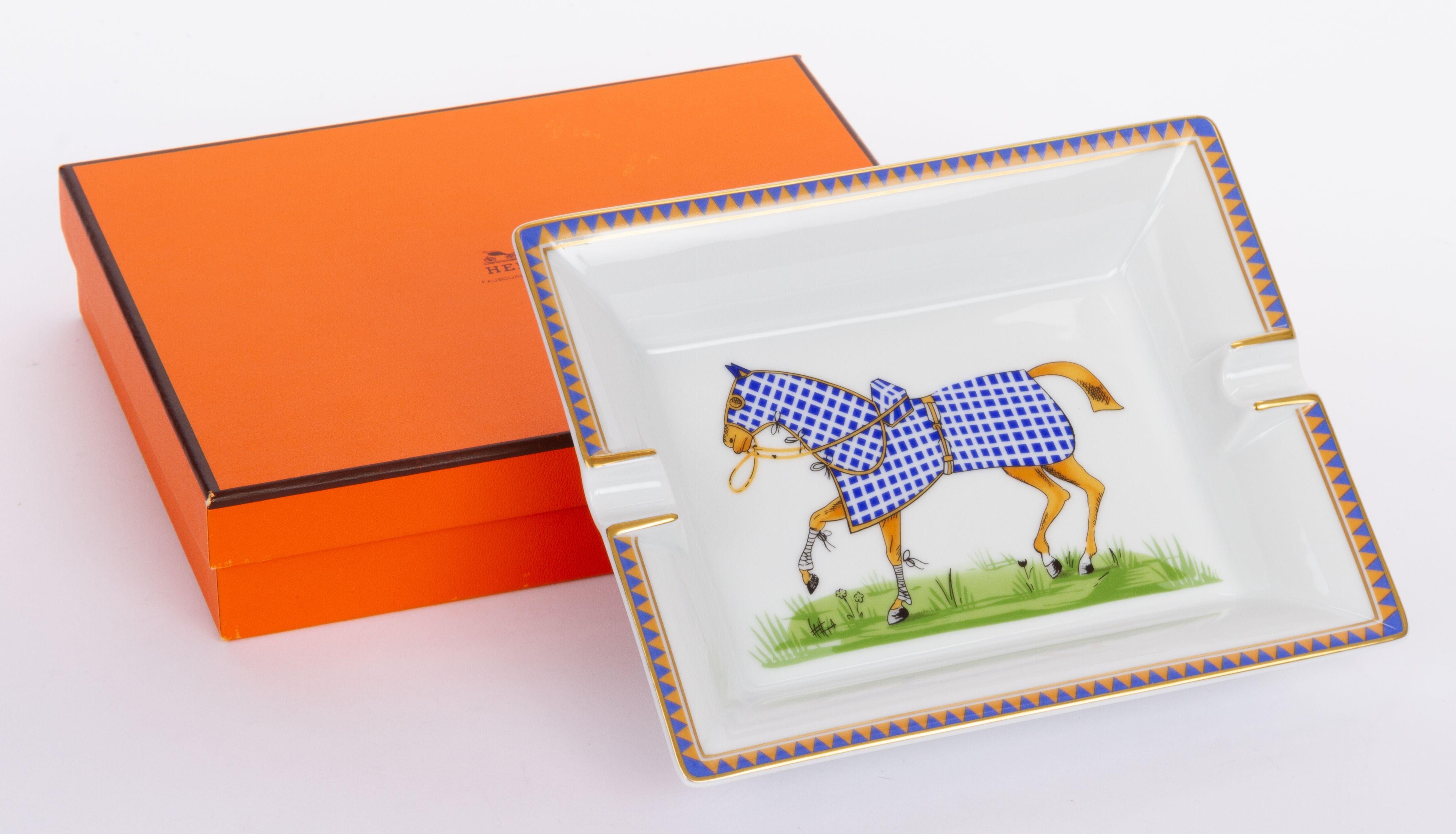 Hermès Vintage Ashtray Horse Blue In Excellent Condition In West Hollywood, CA