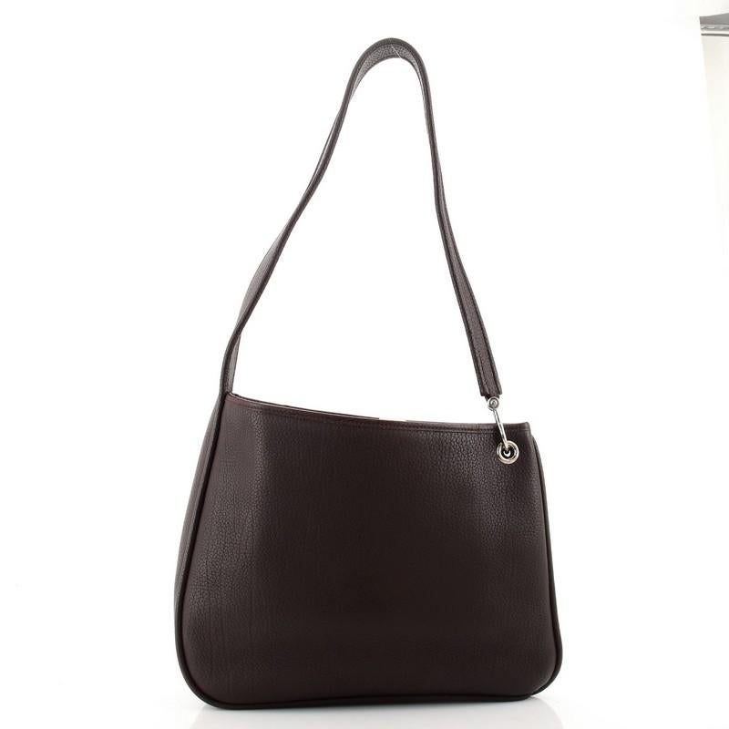 Asymmetrische Vintage-Ein-Schulter-Tasche aus Leder Medium von Hermes (Schwarz)