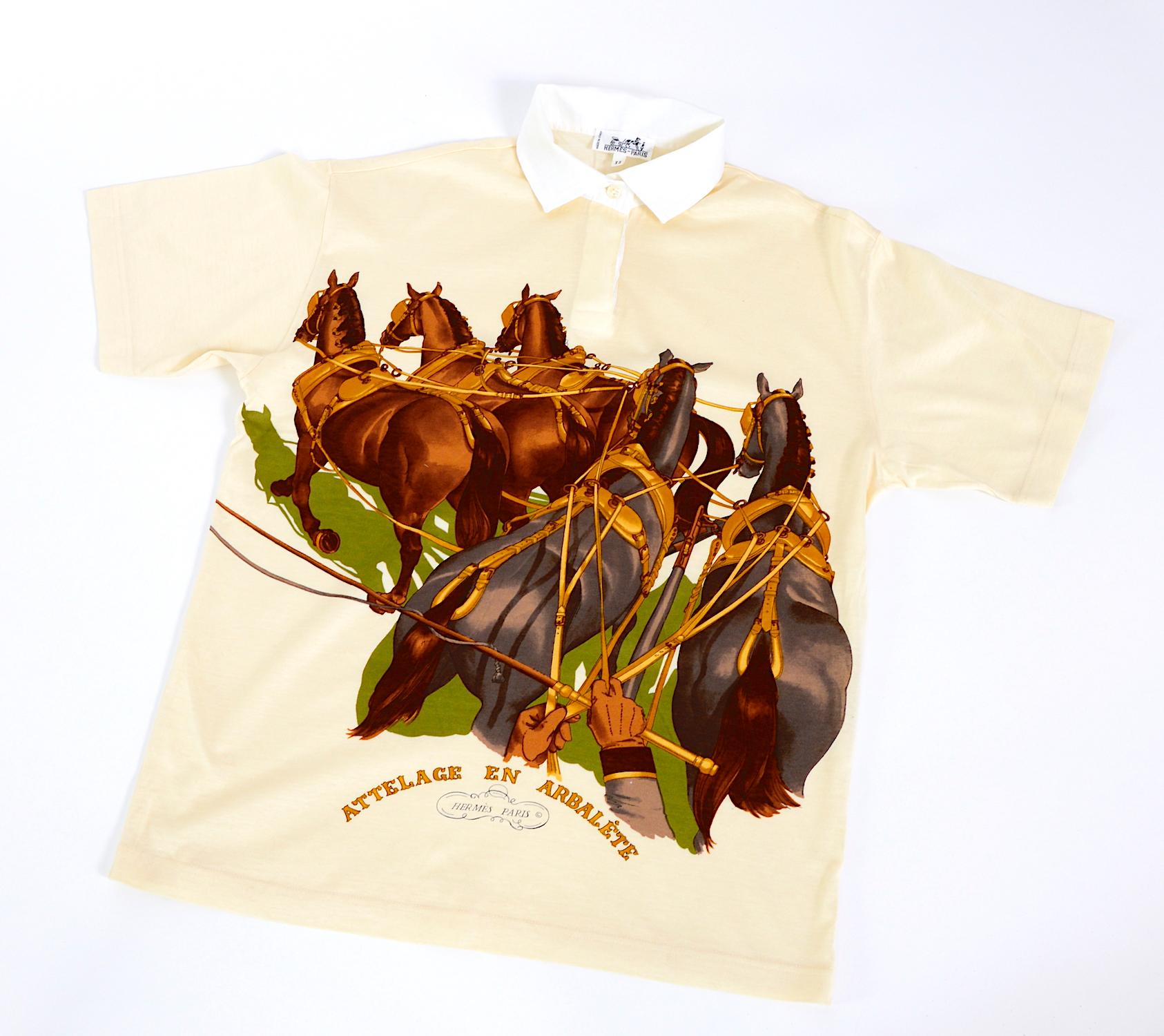 "Attelage en Arbalete" Philippe Ledoux cotton t-shirt top For Sale at 1stDibs | hermes shirt, hermes t shirt, hermes shirts