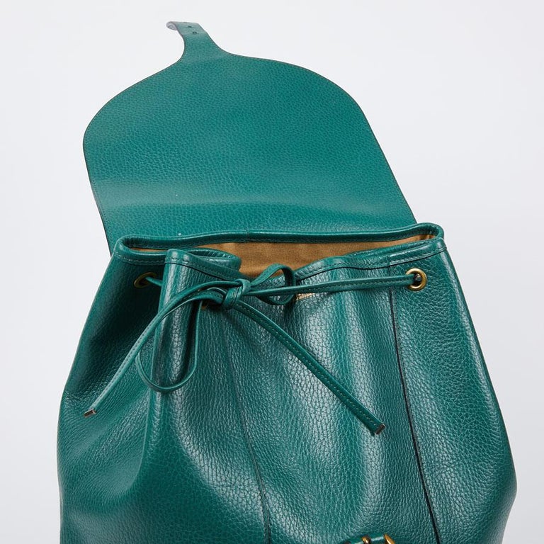 HERMES Vintage Backpack In Green Grained Leather at 1stDibs
