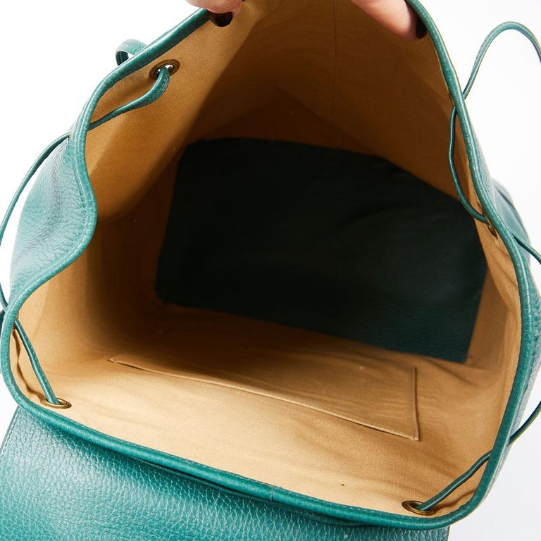 HERMES Vintage Backpack In Green Grained Leather at 1stDibs