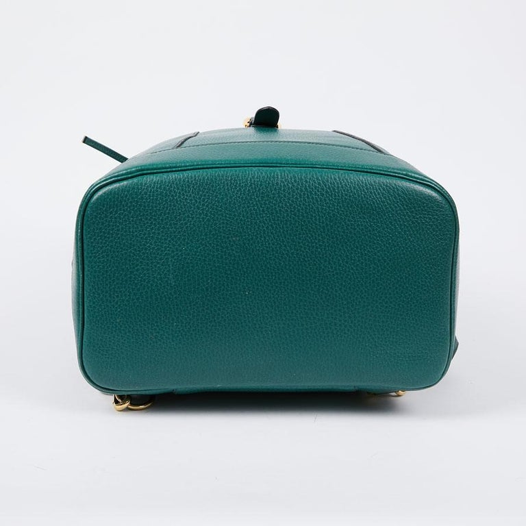 HERMES Vintage Backpack In Green Grained Leather at 1stDibs