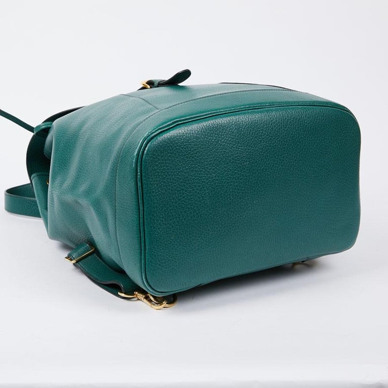 HERMES Vintage Backpack In Green Grained Leather at 1stDibs