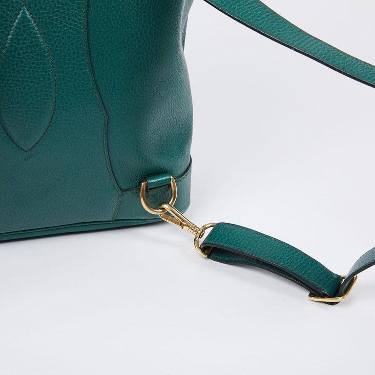 HERMES Vintage Backpack In Green Grained Leather at 1stDibs