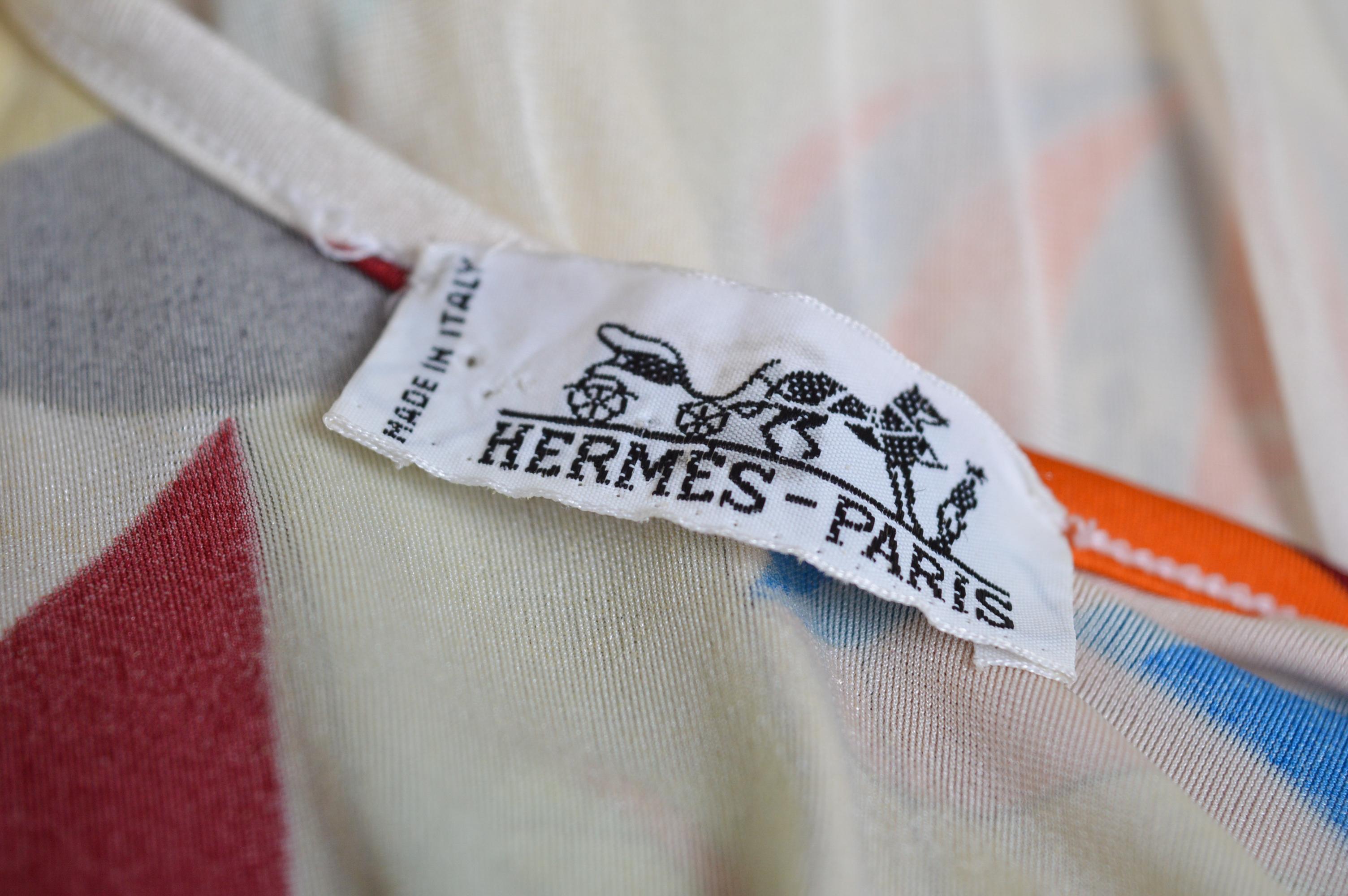 HERMÉS Vintage Bathing Suit - Swimming Costume Hot Air Balloon Patterned Print For Sale 7