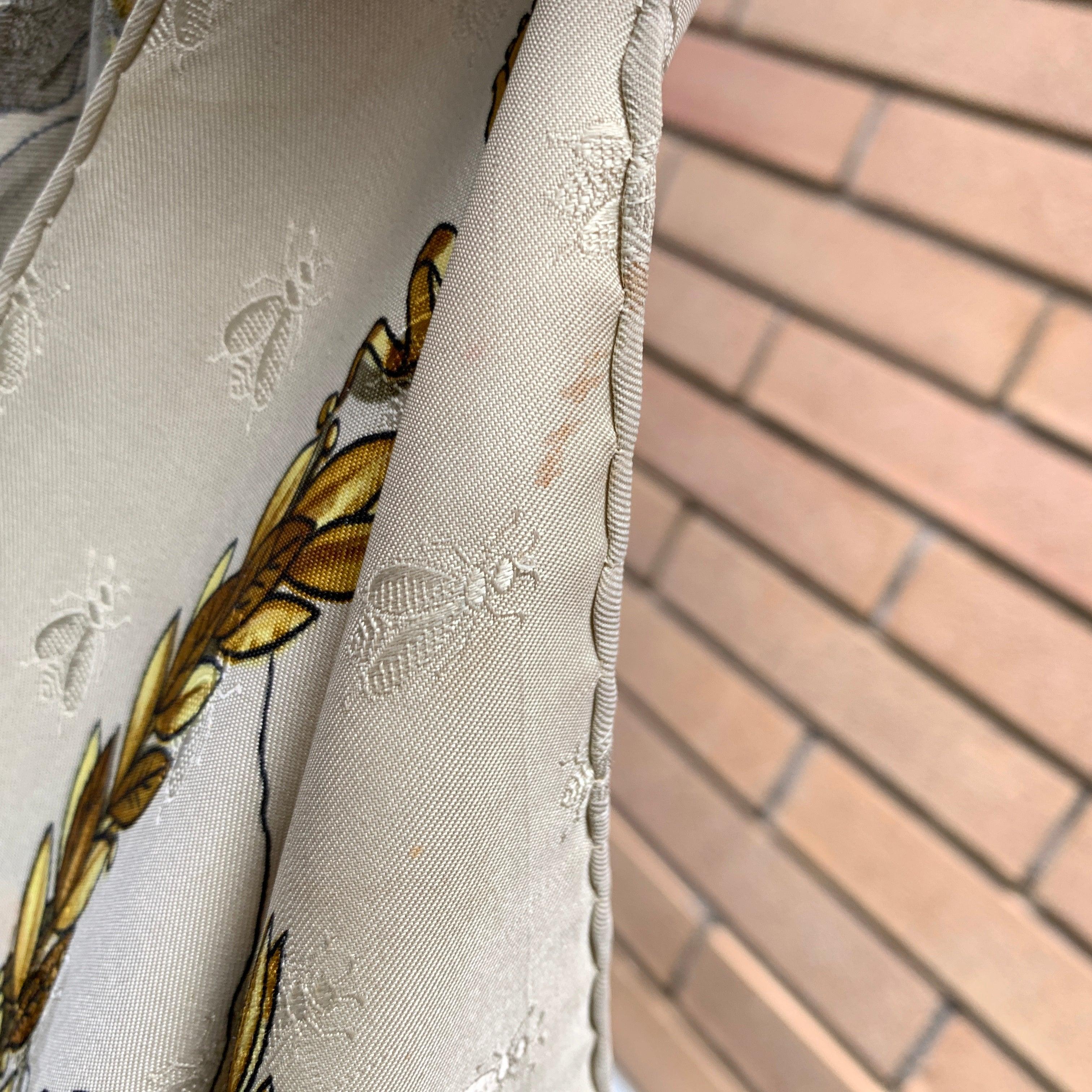 Hermes Vintage Beige Jacquard Silk Scarf Napoleon 1963 Ledoux For Sale 3