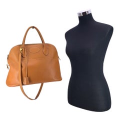 Hermes Vintage Beige Leather Bolide 35 Satchel Bag with Strap