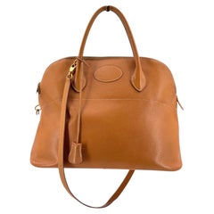 Hermes Vintage Beige Leather Bolide 35 Satchel Bag with Strap