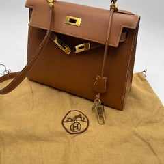 Hermes Vintage Beige Leather Kelly 28 cm Sellier Bag Handbag