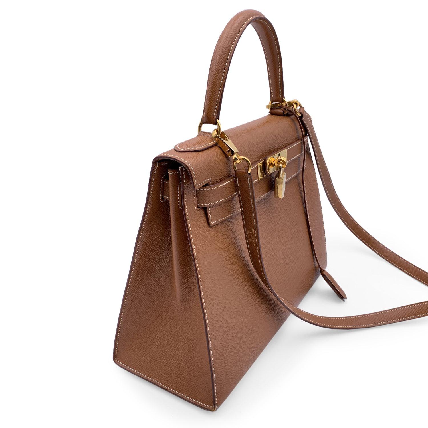 Hermes Vintage Beige Leather Kelly 28 cm Sellier Bag Handbag 2