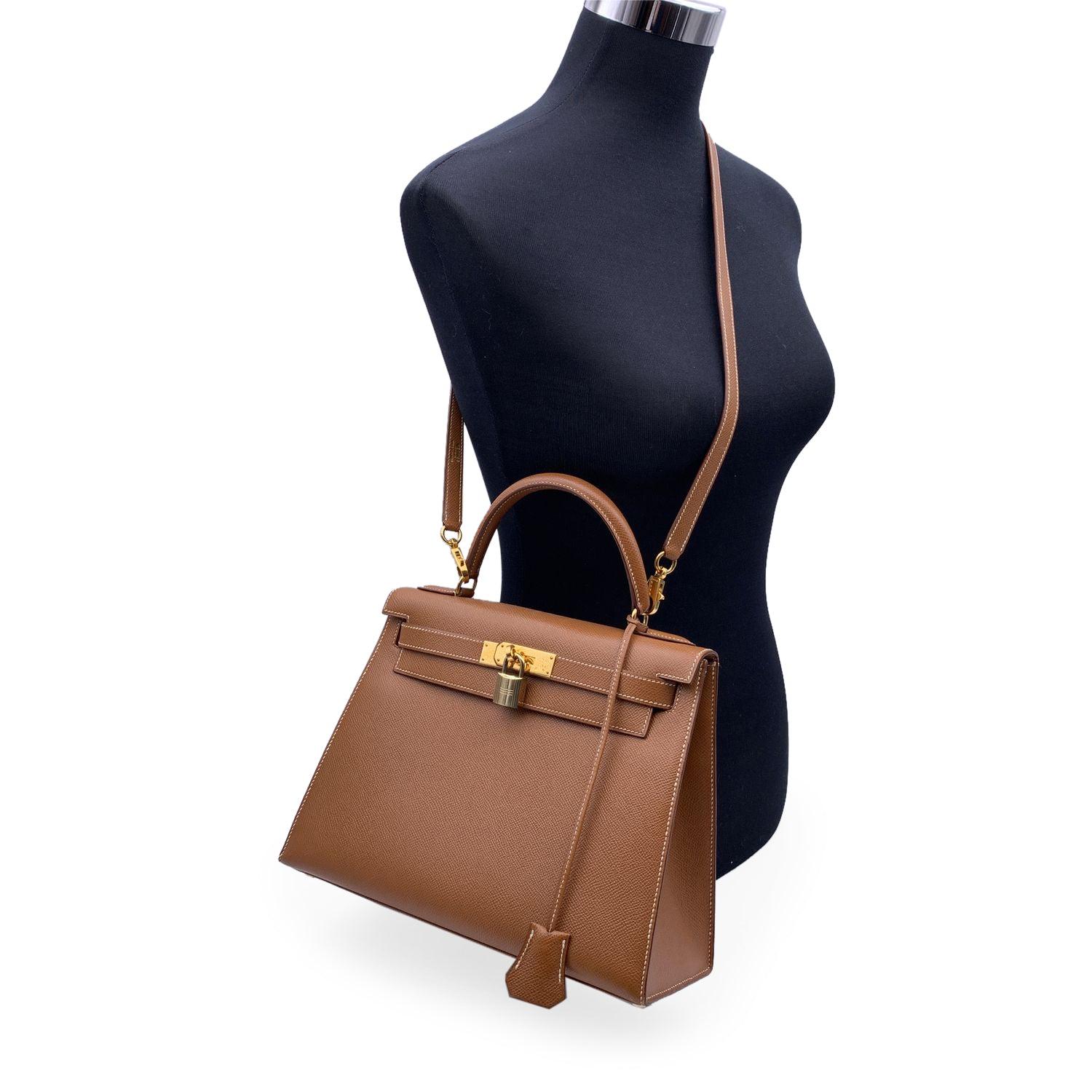 Hermes Vintage Beige Leather Kelly 28 cm Sellier Bag Handbag 4