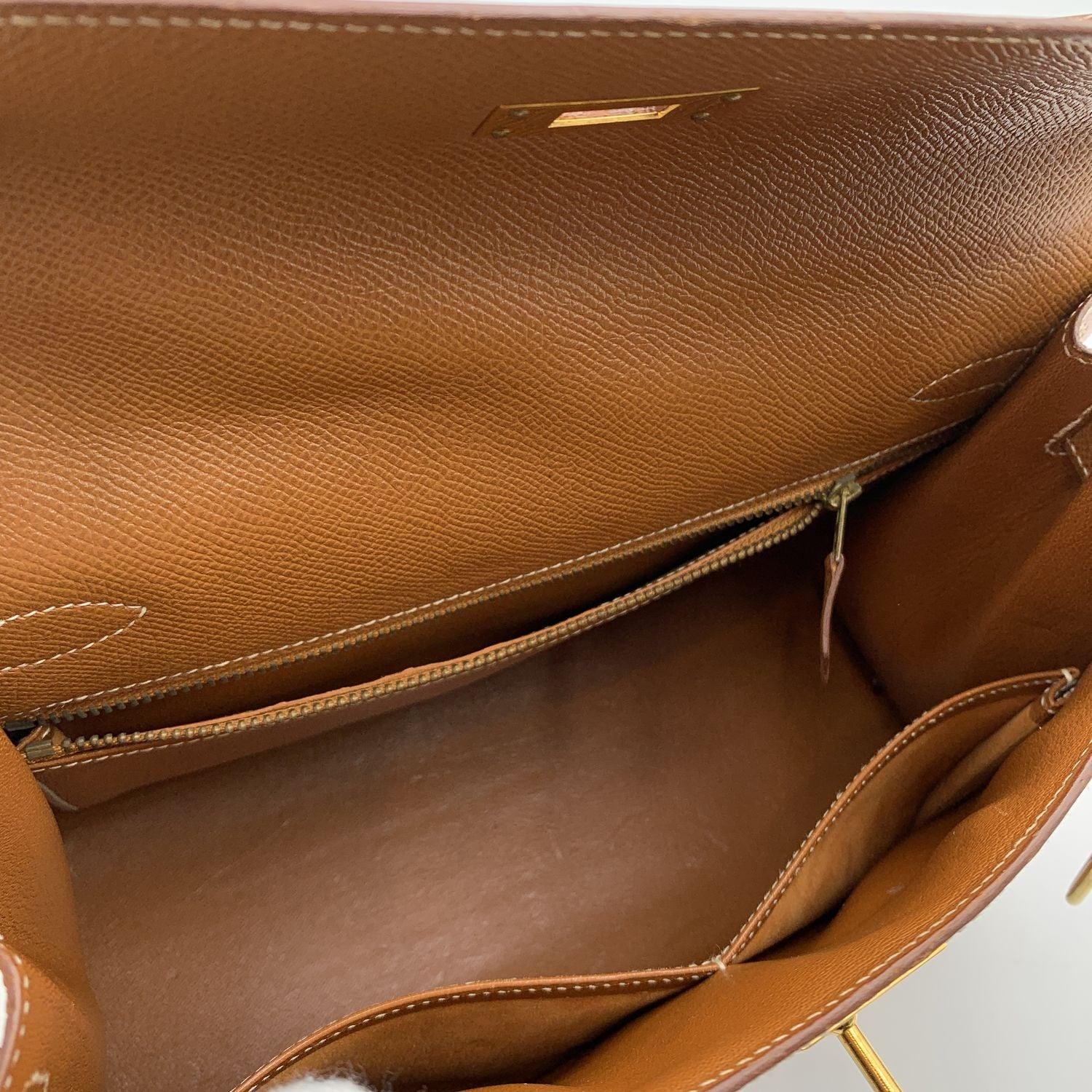 Hermes Vintage Beige Leather Kelly 28 cm Sellier Handbag Bag 1