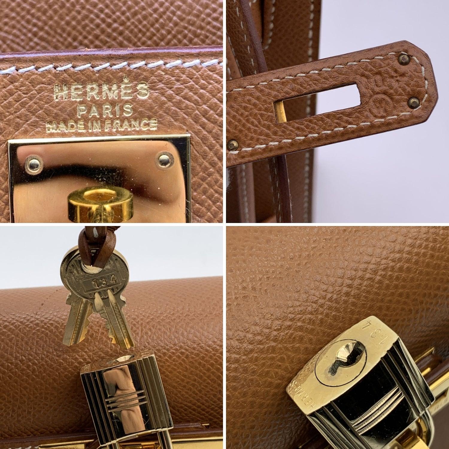 Hermes Vintage Beige Leder Kelly 28 cm Sellier Handtasche Tasche 1