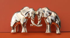 Hermès Vintage Belt Buckle Elephants Pattern in Golden Metal for 32 mm Belt