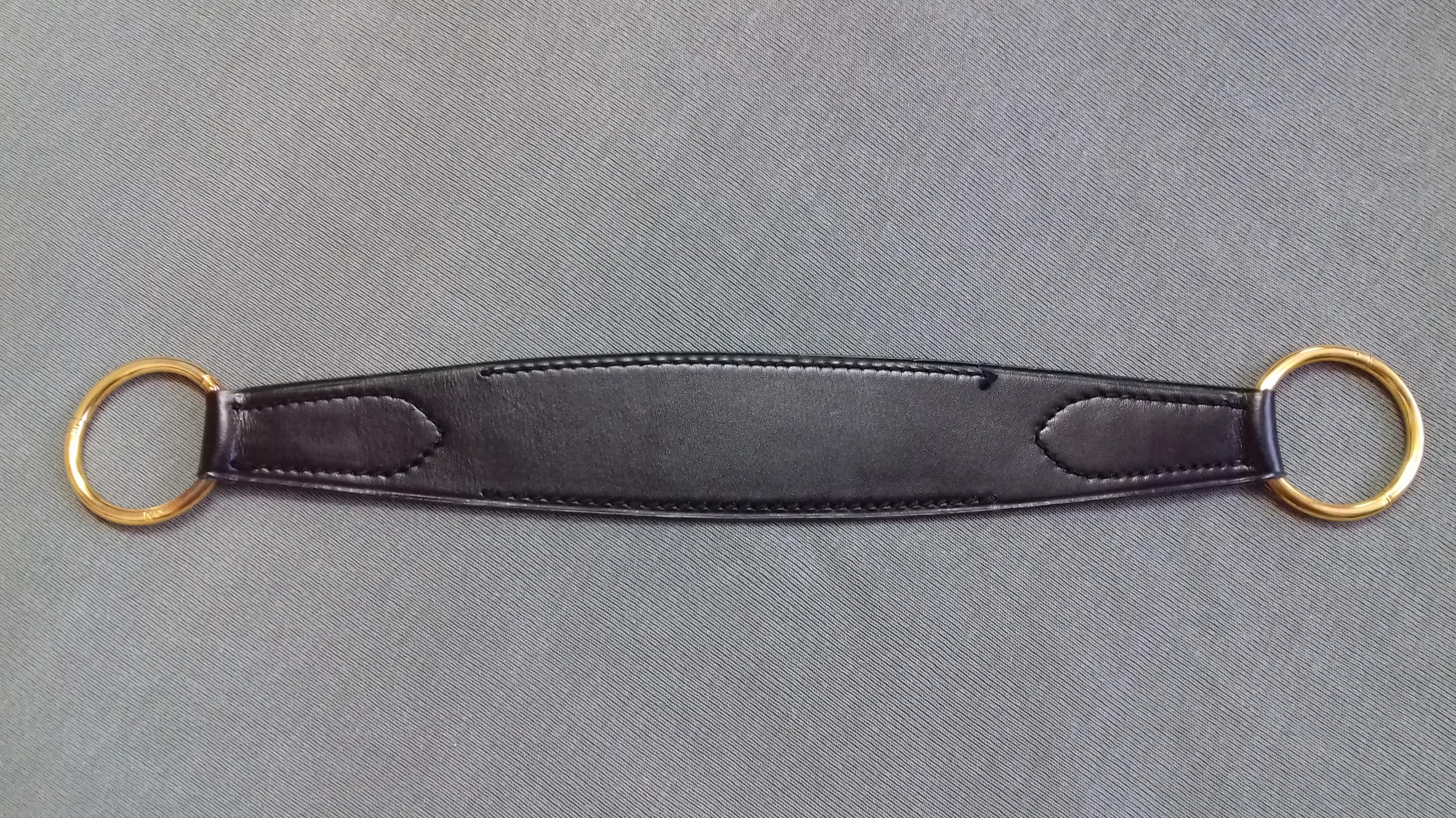 Hermès Vintage Belt Buckle for scarf or handle for bag Black Box Leather Ghw 1