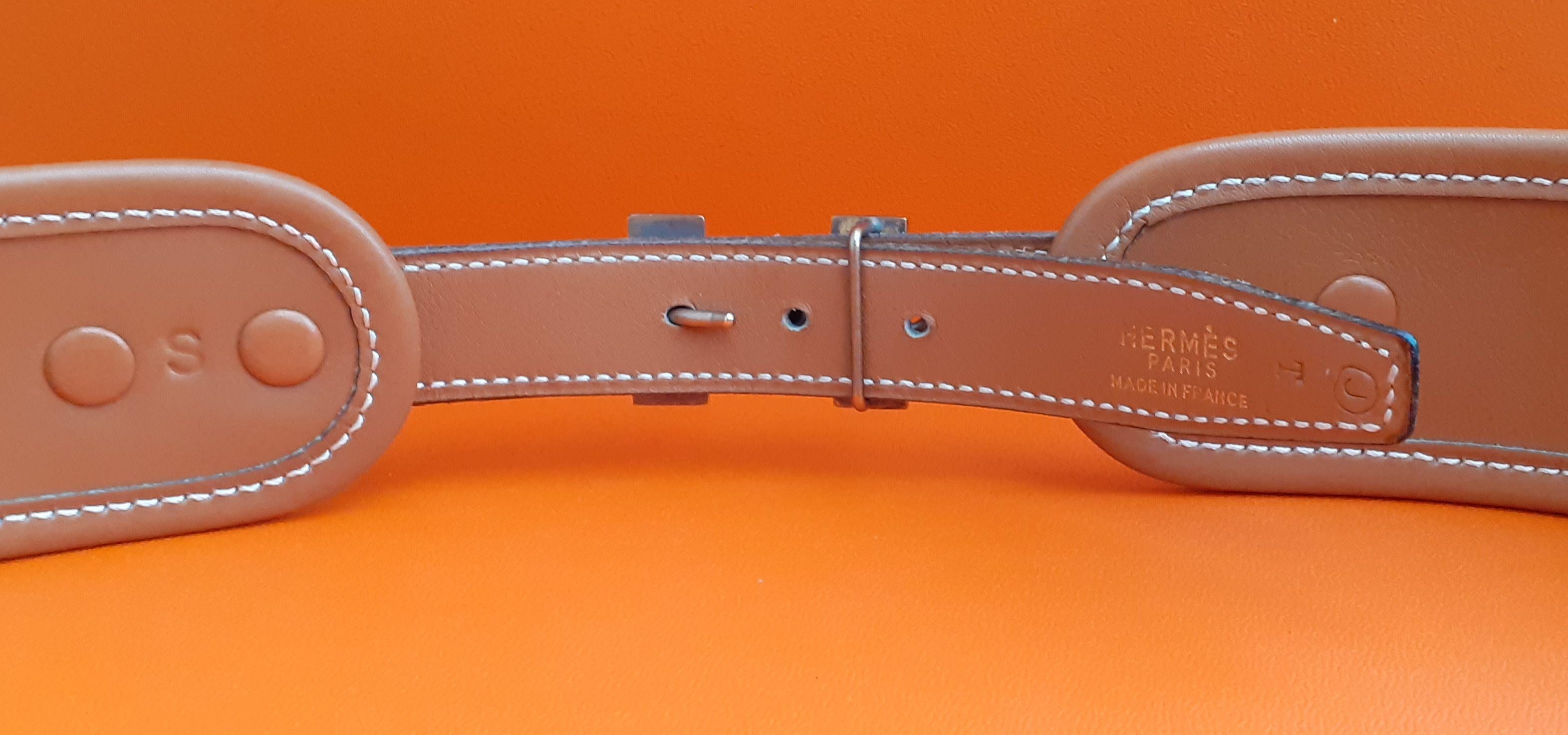 Hermès Vintage Belt in Golden Leather and Golden H Buckle Size 80 For Sale 3