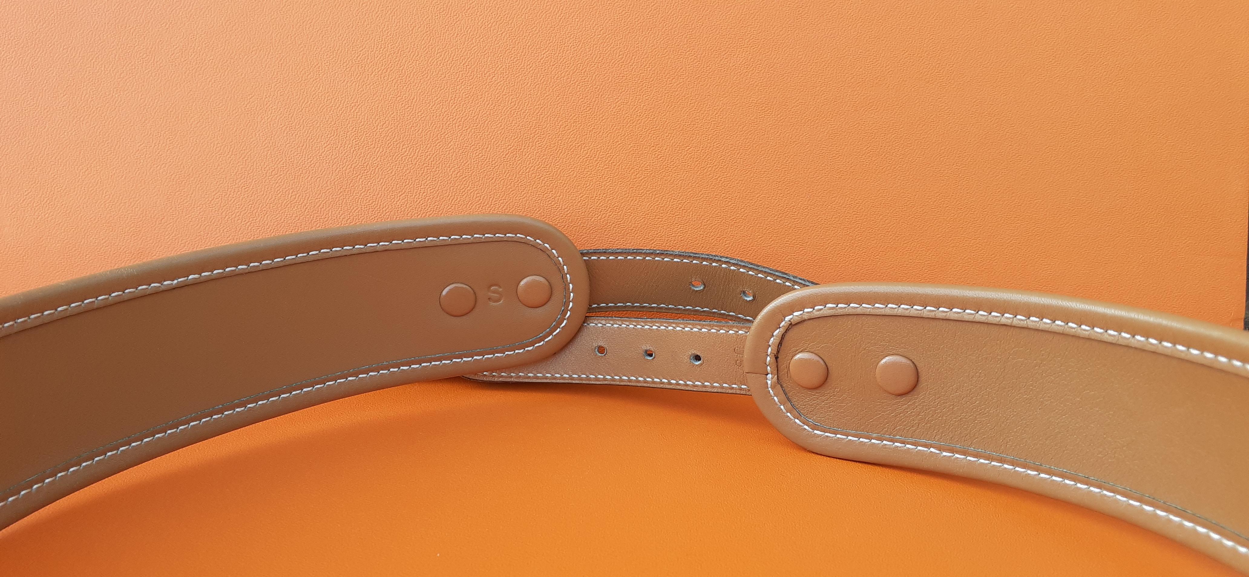 Hermès Vintage Gürtel in goldenem Leder und goldenen H Schnalle Größe 80 im Angebot 1